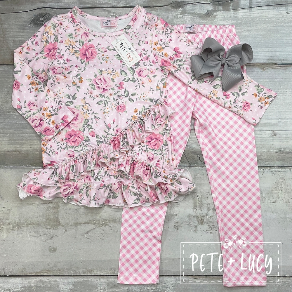 Pink Floral Pants Set